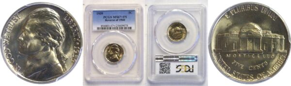 1939 Rev of '40. Jefferson Nickel  -  PCGS MS-67+ FS