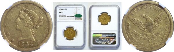 1844-O $5 Liberty  -  NGC VF-35  CAC