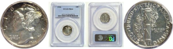 1936.  Mercury Dime.  -  PCGS. PR-64.