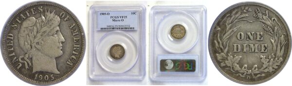 1905-O Barber Dime  -  PCGS VF-25