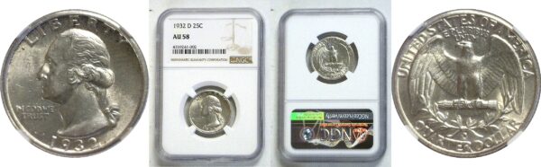 1932-D Washington Quarter  -  NGC AU-58