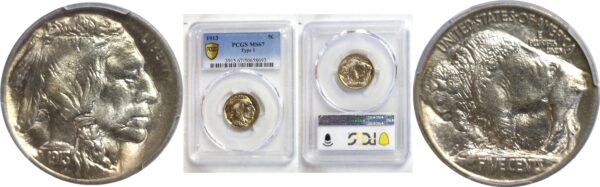 1913 T-1  Buffalo Nickel.  -   PCGS MS-67