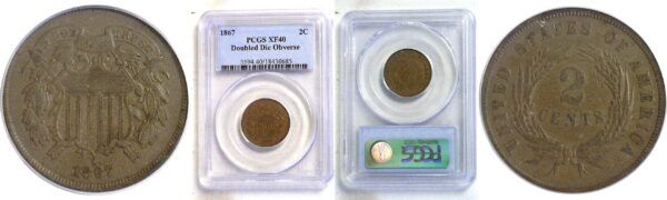 1867 Two Cent Piece  -  PCGS XF-40