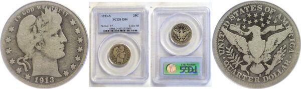 1913-S Barber Quarter  -  PCGS G-4