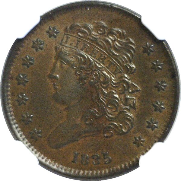 1835 Half Cent.  -   NGC AU-58 - Image 2