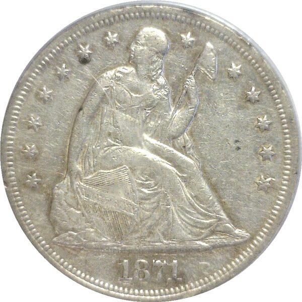 1871 Seated Liberty Dollar  -  PCGS AU-50 - Image 2