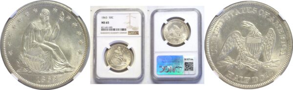 1863 Seated Liberty Half Dollar  -  NGC MS-65