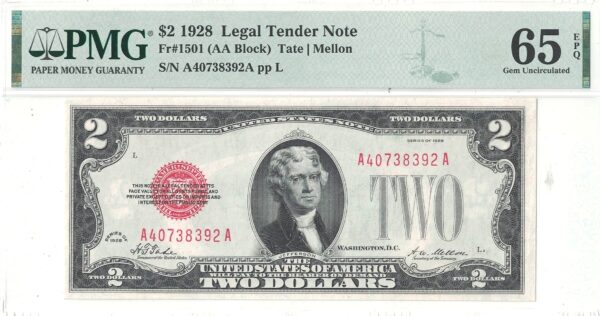 1928 $2 Legal Tender Note Fr 1501 PMG-65 EPQ - Image 2