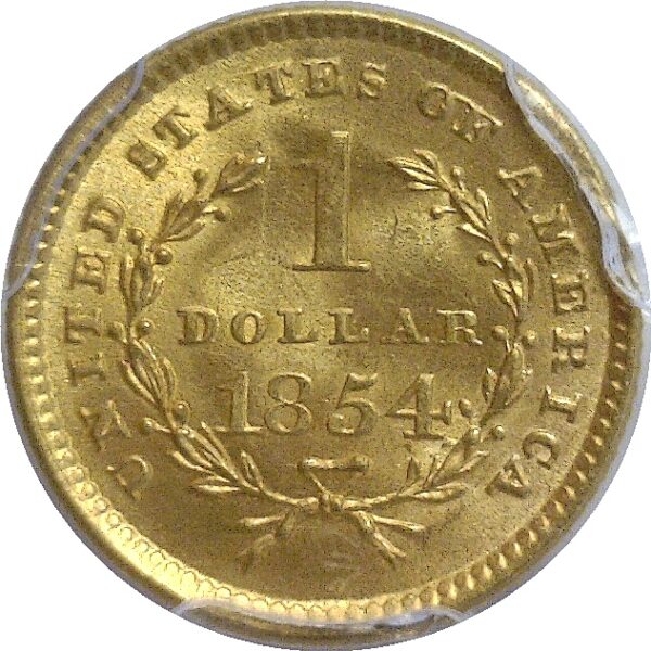 1854 T-1 One Dollar Gold Coin.  -  PCGS MS-65 - Image 3