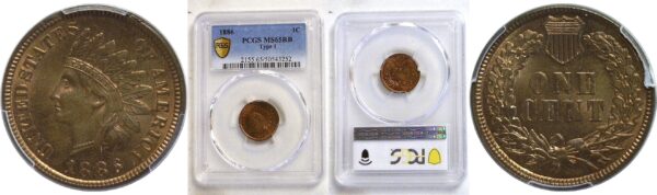 1886 T-1. Indian Head Cent  -  PCGS MS-65 RB