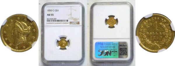 1850-C One Dollar Gold Coin  -  NGC AU-55