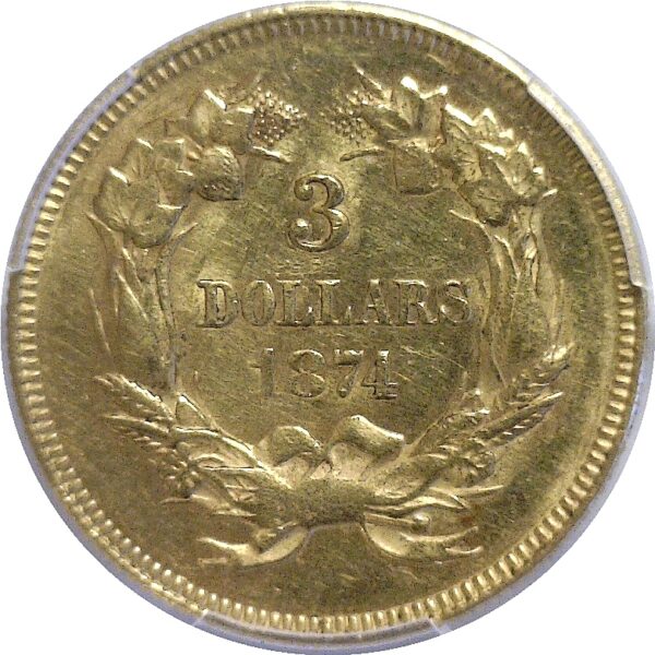 1874 $3 Princess. -  PCGS AU-55 - Image 3