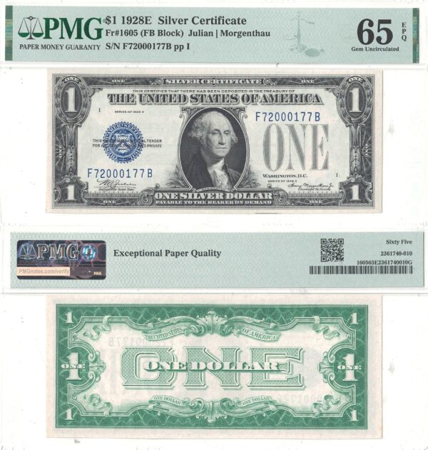 1928-E $1 Silver Certificate Fr 1605 PMG-65 EPQ