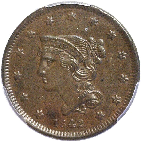 1842 Large Cent.  -   PCGS AU-58 - Image 2