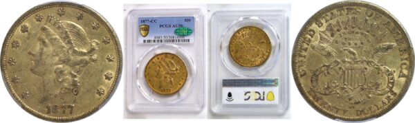 1877-CC $20 Liberty  -  PCGS AU-50  CAC