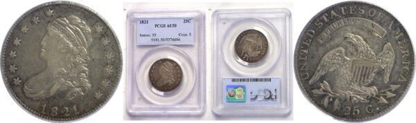 1821 Bust Quarter.  -   PCGS AU-50