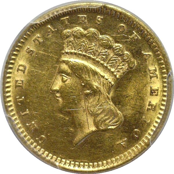 1873 One Dollar Gold Coin  -  PCGS MS-60 - Image 2