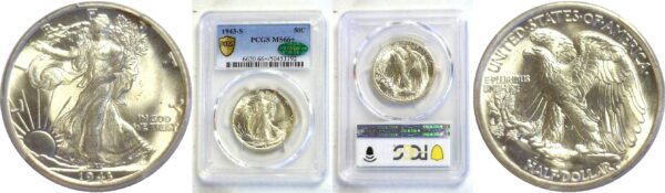 1943-S Walking Liberty Half Dollar  -  PCGS MS-66+  CAC