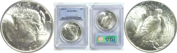 1927-S Peace Dollar.  -   PCGS MS-64