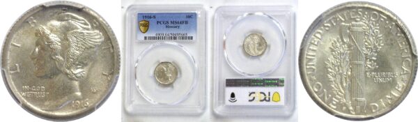 1916-S Mercury Dime.  -   PCGS MS-64 FB