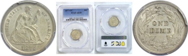 1877-CC Seated Liberty Dime  -  PCGS AU-55