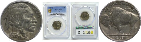 1937-D 3-legged. Buffalo Nickel   -   PCGS XF-45