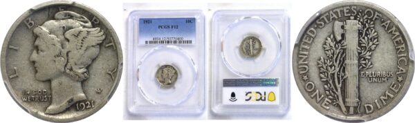 1921 Mercury Dime  -  PCGS F-12