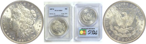 1887/6 Morgan Dollar  -  PCGS MS-63