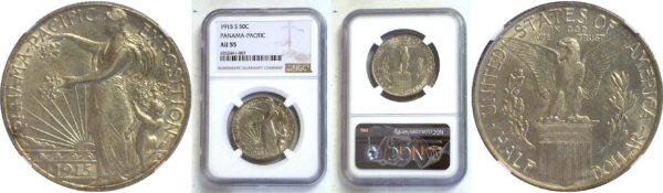 1915-S Panama-Pacific Commemorative Half Dollar  -  NGC AU-55