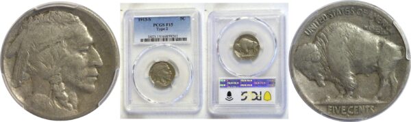 1913-S T-2. Buffalo Nickel  -  PCGS F-15