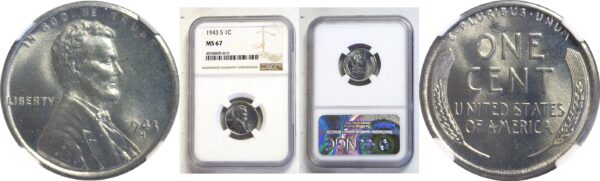 1943-S Lincoln Cent  -  NGC MS-67