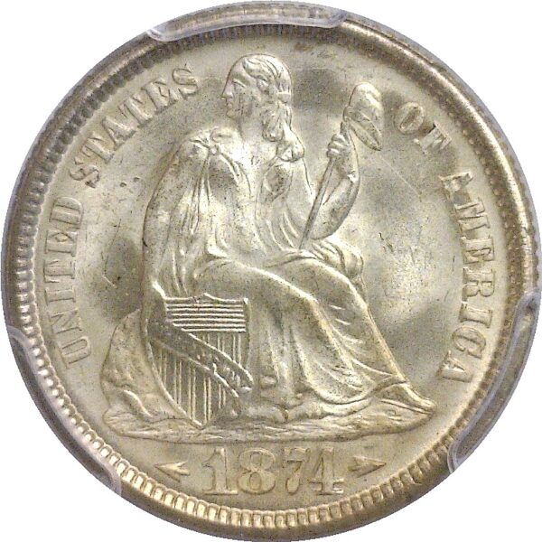 1874 Seated Liberty Dime. -  PCGS MS-66 - Image 2