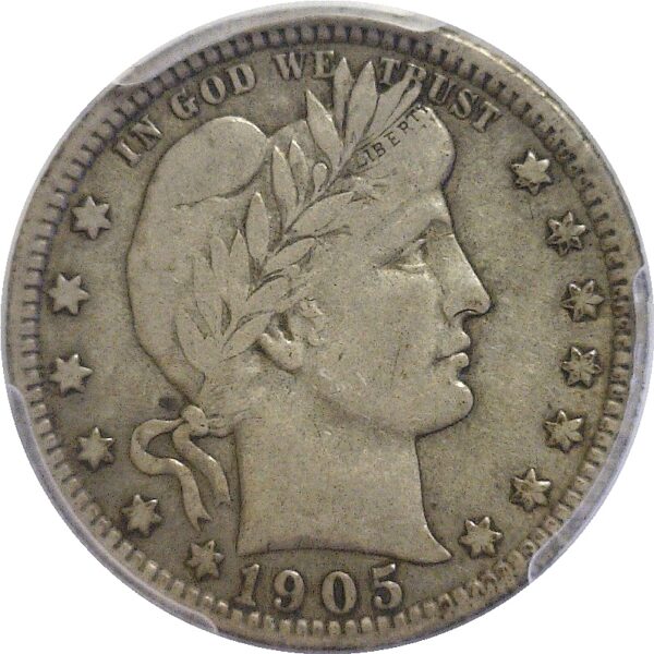 1905-O Barber Quarter  -  PCGS VF-25 - Image 2