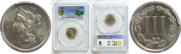 1886 Nickel Three Cent  -  PCGS PR-66 CAC