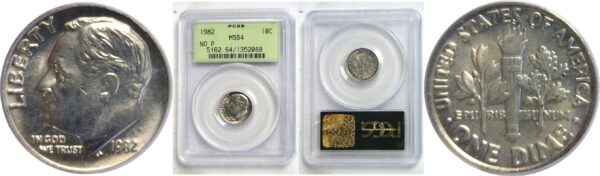 1982 No P. Roosevelt Dime  -  PCGS MS-64