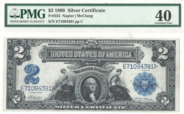 1899 $2 Silver Certificate  Fr 253 PMG-40 - Image 2