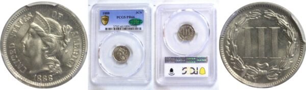 1888 Nickel Three Cent.  -   PCGS PR-66. CAC