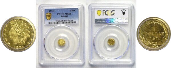 1872/1 25c California Fractional Gold. BG-868.   -   PCGS MS-65