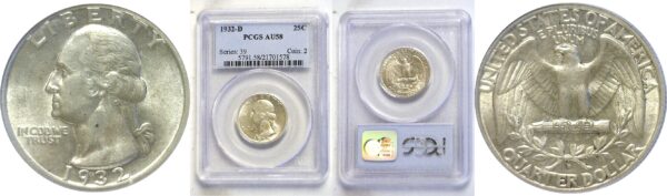 1932-D Washington Quarter  -  PCGS AU-58