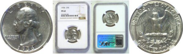 1936 Washington Quarters  -  NGC PF-62