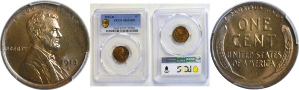 1913-D Lincoln Cent. -  PCGS MS-65 RB