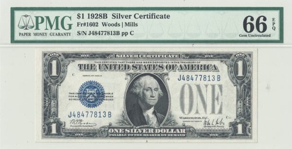 1928-B $1 Silver Certificate Fr 1602 PMG-66 EPQ - Image 2