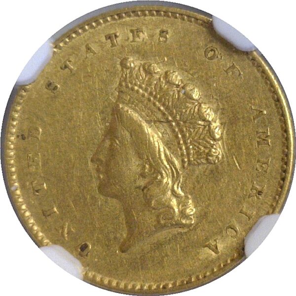 1855 One Dollar Gold Coin. -  NGC AU-55 - Image 2