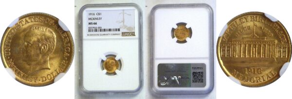 1916 $1 McKinley Gold Commemorative. -  NGC MS-66