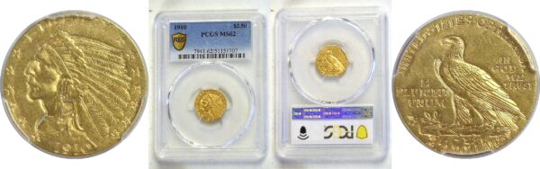 1910 $2 1/2 Indian  -  PCGS MS-62
