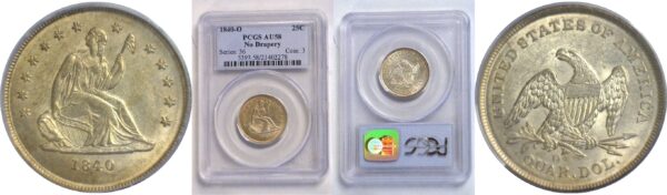 1840-O Seated Liberty Quarter  -  PCGS AU-58