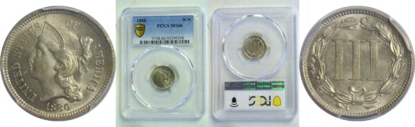 1880 Nickel Three Cent  -  PCGS MS-66