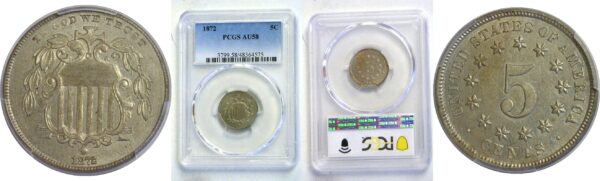 1872 Shield Nickel. -  PCGS AU-58