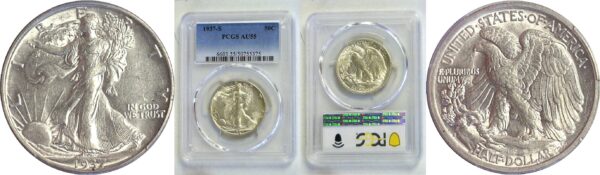 1937-S Walking Liberty Half Dollar. -  PCGS AU-55