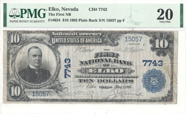 1902 $10 Nevada PMG-20 Elko Charter 7743 - Image 2